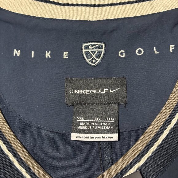 Nike Golf Windbreaker Jacket Navy V-Neck Pullover Men's 2XL Active NWT Pockets - Picture 7 of 13